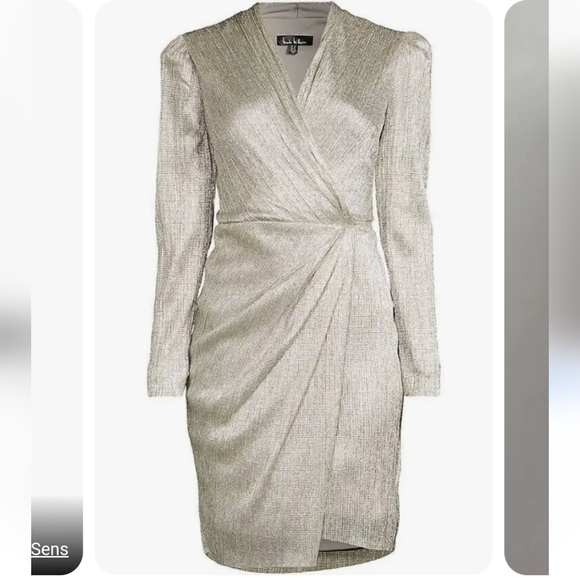 NWOT Nicole Miller Lurex Mettallic Faux Wrap Dress - Picture 15 of 15